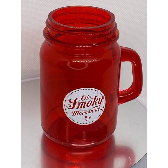VintageOle Smokey Moonshine Shot Glass Large Plastic Mason Jar w/ Handle - Picture 1 of 4